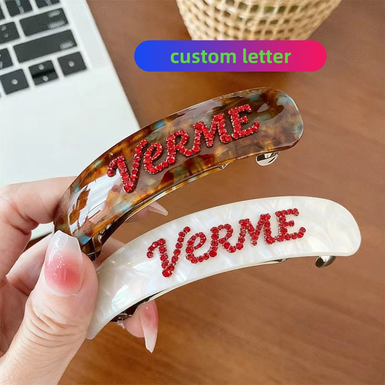 Women Accessories Name In English - Pince à cheveux personnalisée avec initiale