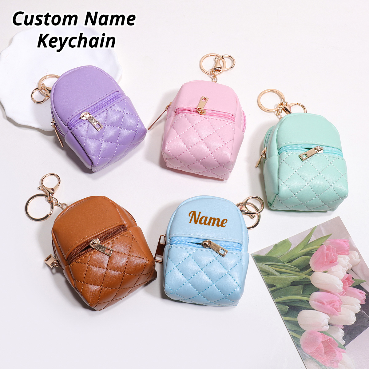 Wallet Chain Bag - Mini porte-clés personnalisé avec nom, porte-monnaie,