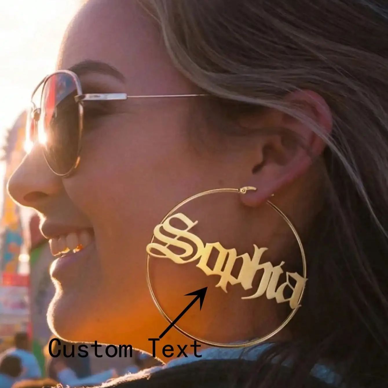Women Accessories Name In English - Boucles d'oreilles gothiques avec nom anglais