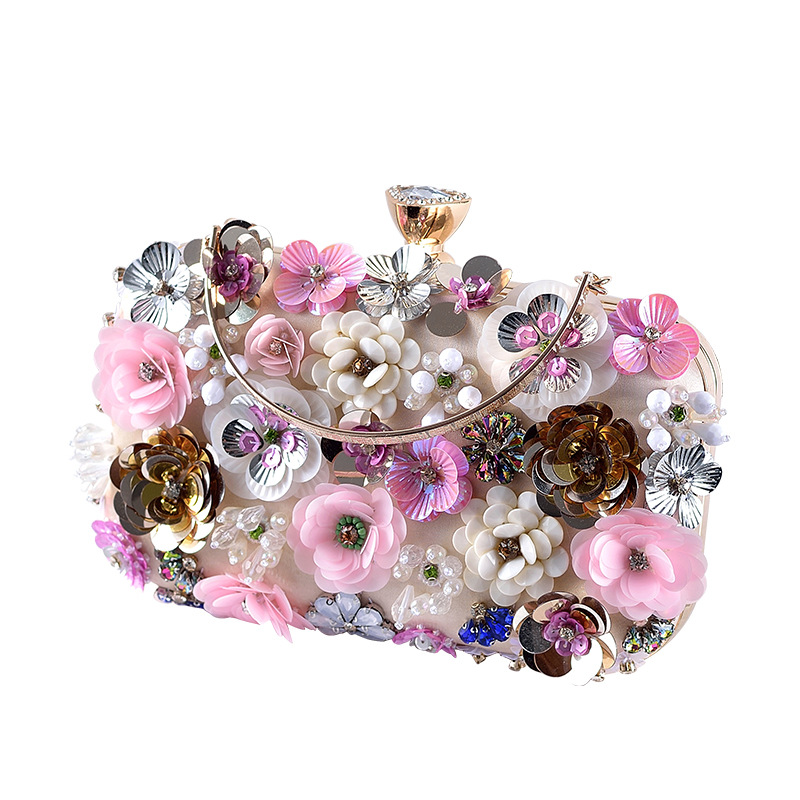 Wallet Chain Bag - Mode femmes sacs fleur diamants broderie